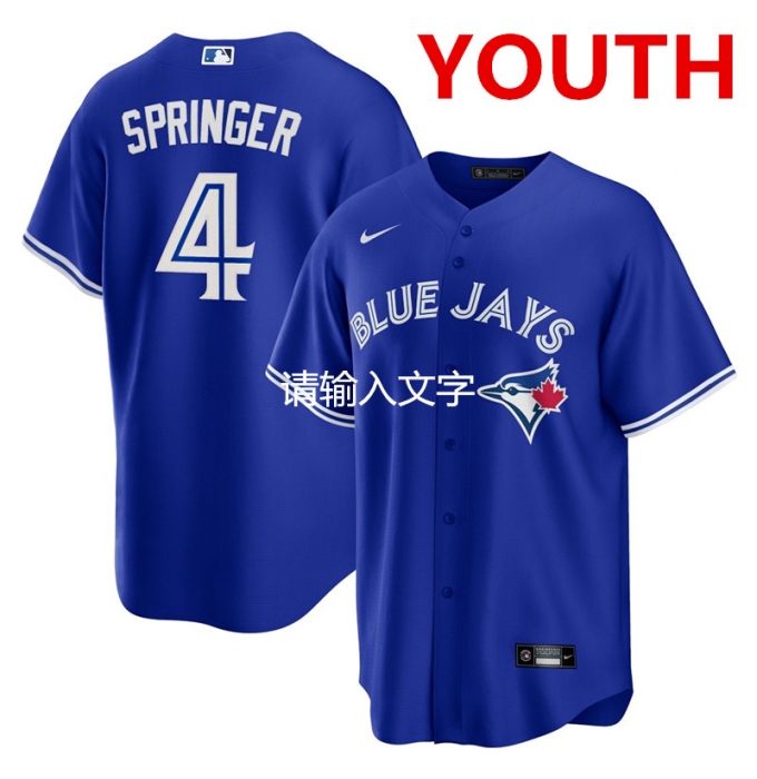 Youth toronto blue jays #4 george springer blue stitched mlb cool base nike jersey