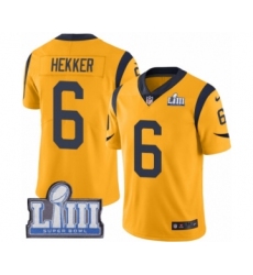 Men's Nike Los Angeles Rams #6 Johnny Hekker Limited Gold Rush Vapor Untouchable Super Bowl LIII Bound NFL Jersey