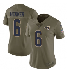 Women's Nike Los Angeles Rams #6 Johnny Hekker Limited Olive 2017 Salute to Service NFL Jersey