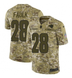 Youth Nike Los Angeles Rams #28 Marshall Faulk Limited Camo 2018 Salute to Service NFL Jersey