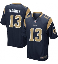 Men's Nike Los Angeles Rams #13 Kurt Warner Game Navy Blue Team Color NFL Jersey