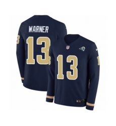 Men's Nike Los Angeles Rams #13 Kurt Warner Limited Navy Blue Therma Long Sleeve NFL Jersey