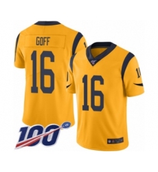 Men's Los Angeles Rams #16 Jared Goff Limited Gold Rush Vapor Untouchable 100th Season Football Jersey