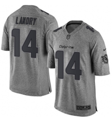 Men's Nike Miami Dolphins #14 Jarvis Landry Limited Gray Gridiron NFL Jersey