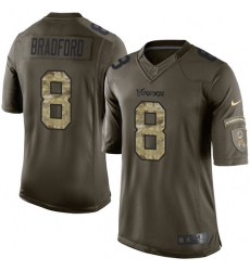 Men's Nike Minnesota Vikings #8 Sam Bradford Elite Green Salute to Service NFL Jersey