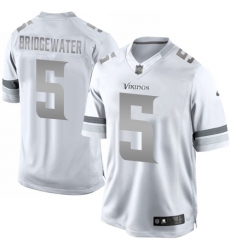 Men's Nike Minnesota Vikings #5 Teddy Bridgewater Limited White Platinum NFL Jersey