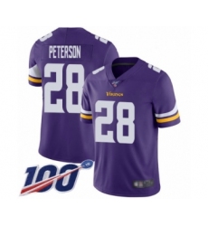Men's Minnesota Vikings #28 Adrian Peterson Purple Team Color Vapor Untouchable Limited Player 100th Season Football Jersey