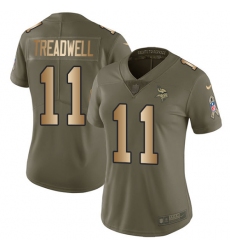 Women's Nike Minnesota Vikings #11 Laquon Treadwell Limited Olive/Gold 2017 Salute to Service NFL Jersey