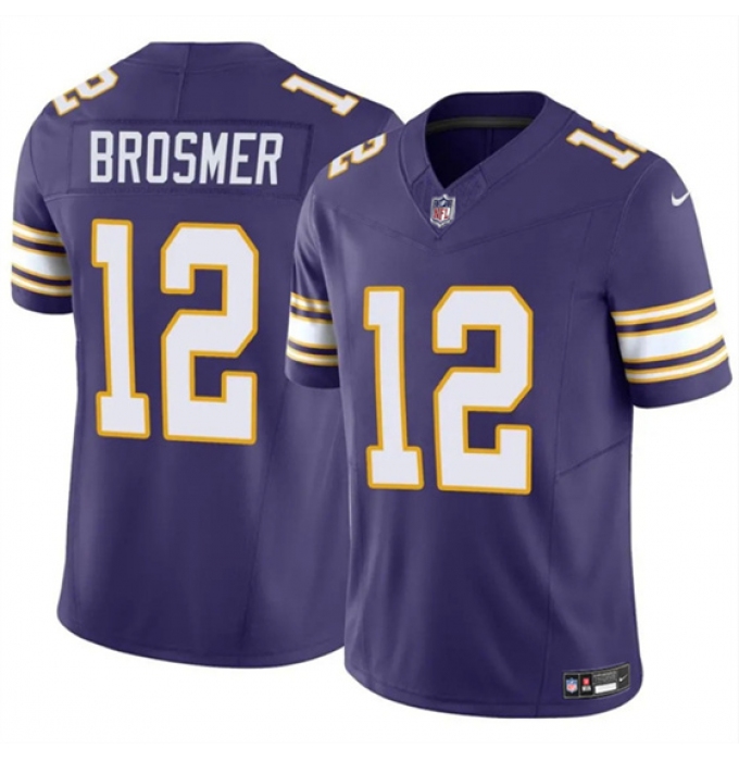 Men's Minnesota Vikings #12 Max Brosmer Purple 2025 F.U.S.E. Throwback Vapor Untouchable Limited Football Stitched Jersey
