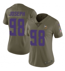 Women's Nike Minnesota Vikings #98 Linval Joseph Limited Olive 2017 Salute to Service NFL Jersey