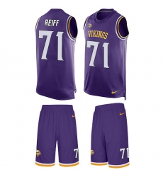 Men's Nike Minnesota Vikings #71 Riley Reiff Limited Purple Tank Top Suit NFL Jersey