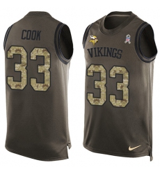 Men's Nike Minnesota Vikings #33 Dalvin Cook Limited Green Salute to Service Tank Top NFL Jersey