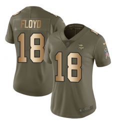 Women's Nike Minnesota Vikings #18 Michael Floyd Limited Olive/Gold 2017 Salute to Service NFL Jersey