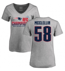 Women's Nike New England Patriots #58 Shea McClellin Heather Gray 2017 AFC Champions V-Neck T-Shirt