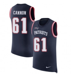 Men's Nike New England Patriots #61 Marcus Cannon Limited Navy Blue Rush Player Name & Number Tank Top NFL Jersey