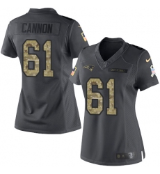 Women's Nike New England Patriots #61 Marcus Cannon Limited Black 2016 Salute to Service NFL Jersey
