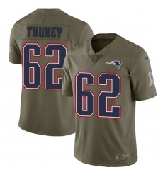 Youth Nike New England Patriots #62 Joe Thuney Limited Olive 2017 Salute to Service NFL Jersey