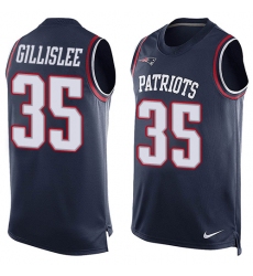 Men's Nike New England Patriots #35 Mike Gillislee Limited Navy Blue Player Name & Number Tank Top NFL Jersey