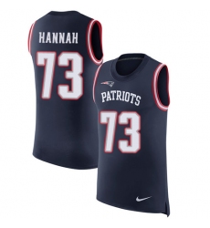 Men's Nike New England Patriots #73 John Hannah Limited Navy Blue Rush Player Name & Number Tank Top NFL Jersey