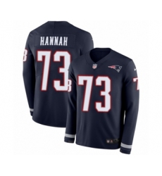 Youth Nike New England Patriots #73 John Hannah Limited Navy Blue Therma Long Sleeve NFL Jersey