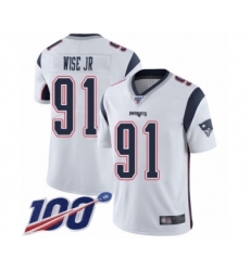 Men's New England Patriots #91 Deatrich Wise Jr White Vapor Untouchable Limited Player 100th Season Football Jersey