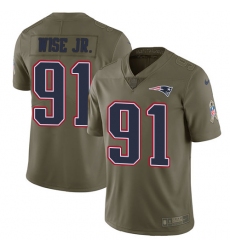Men's Nike New England Patriots #91 Deatrich Wise Jr Limited Olive 2017 Salute to Service NFL Jersey