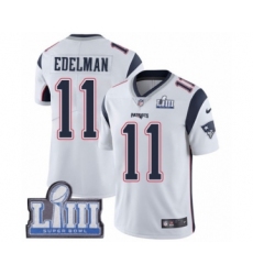 Men's Nike New England Patriots #11 Julian Edelman White Vapor Untouchable Limited Player Super Bowl LIII Bound NFL Jersey Men's Nike New England Patriots #11 Julian Edelman White Vapor Untouchable Limited Player Super Bowl LIII Bound NFL Jersey