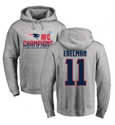 Nike New England Patriots #11 Julian Edelman Heather Gray 2017 AFC Champions Pullover Hoodie Nike New England Patriots #11 Julian Edelman Heather Gray 2017 AFC Champions Pullover Hoodie