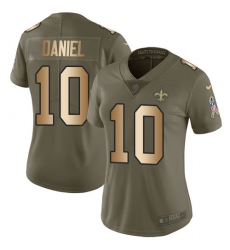 Women's Nike New Orleans Saints #10 Chase Daniel Limited Olive/Gold 2017 Salute to Service NFL Jersey