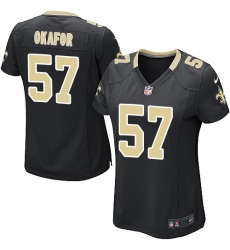 Women's Nike New Orleans Saints #91 Alex Okafor Game Black Team Color NFL Jersey