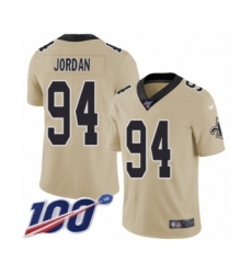 Men's New Orleans Saints #94 Cameron Jordan Limited Gold Inverted Legend 100th Season Football Jersey