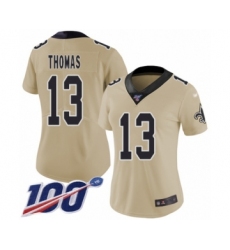 Women's New Orleans Saints #13 Michael Thomas Limited Gold Inverted Legend 100th Season Football Jersey Women's New Orleans Saints #13 Michael Thomas Limited Gold Inverted Legend 100th Season Football Jersey