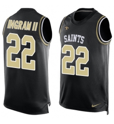 Men's Nike New Orleans Saints #22 Mark Ingram Limited Black Player Name & Number Tank Top NFL Jersey