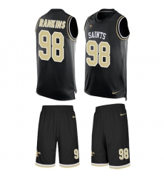 Men's Nike New Orleans Saints #98 Sheldon Rankins Limited Black Tank Top Suit NFL Jersey