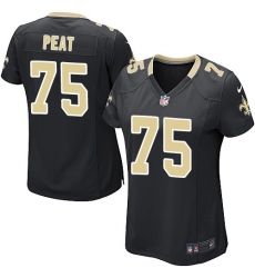 Women's Nike New Orleans Saints #75 Andrus Peat Game Black Team Color NFL Jersey