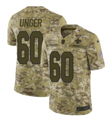 Youth Nike New Orleans Saints #60 Max Unger Limited Camo 2018 Salute to Service NFL Jersey
