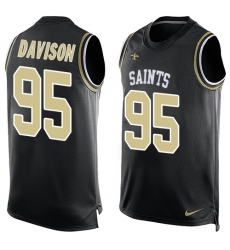 Men's Nike New Orleans Saints #95 Tyeler Davison Limited Black Player Name & Number Tank Top NFL Jersey