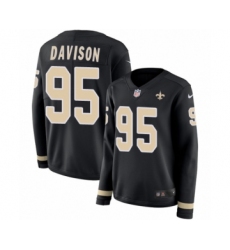 Women's Nike New Orleans Saints #95 Tyeler Davison Limited Black Therma Long Sleeve NFL Jersey
