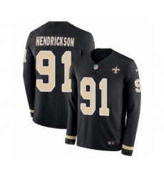 Men's Nike New Orleans Saints #91 Trey Hendrickson Limited Black Therma Long Sleeve NFL Jersey