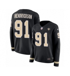 Women's Nike New Orleans Saints #91 Trey Hendrickson Limited Black Therma Long Sleeve NFL Jersey