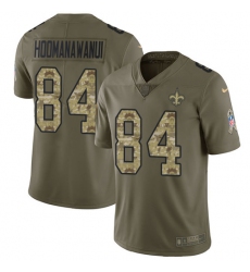 Men's Nike New Orleans Saints #84 Michael Hoomanawanui Limited Olive/Camo 2017 Salute to Service NFL Jersey