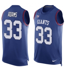 Men's Nike New York Giants #33 Andrew Adams Limited Royal Blue Player Name & Number Tank Top NFL Jersey