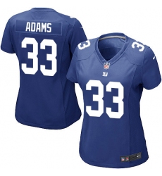 Women's Nike New York Giants #33 Andrew Adams Game Royal Blue Team Color NFL Jersey
