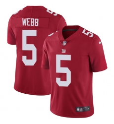 Men's Nike New York Giants #5 Davis Webb Red Alternate Vapor Untouchable Limited Player NFL Jersey