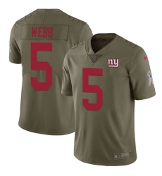 Youth Nike New York Giants #5 Davis Webb Limited Olive 2017 Salute to Service NFL Jersey