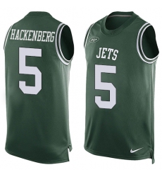 Men's Nike New York Jets #5 Christian Hackenberg Limited Green Player Name & Number Tank Top NFL Jersey