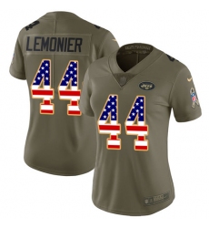 Women's Nike New York Jets #44 Corey Lemonier Limited Olive/USA Flag 2017 Salute to Service NFL Jersey