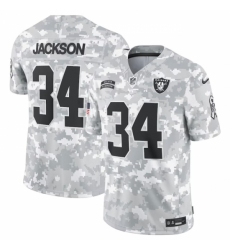 Youth Las Vegas Raiders #34 Bo Jackson 2024 F U S E Arctic Camo Salute To Service Limited Stitched Football Jersey