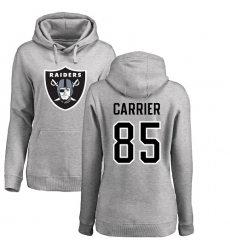 NFL Women's Nike Oakland Raiders #85 Derek Carrier Ash Name & Number Logo Pullover Hoodie