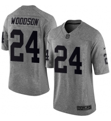 Men's Nike Oakland Raiders #24 Charles Woodson Limited Gray Gridiron NFL Jersey